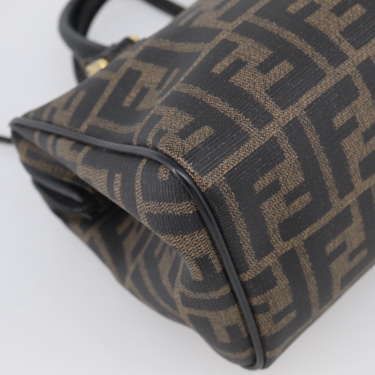 FENDI Zucca Canvas Hand Bag PVC 2way Black Brown Auth 210043
