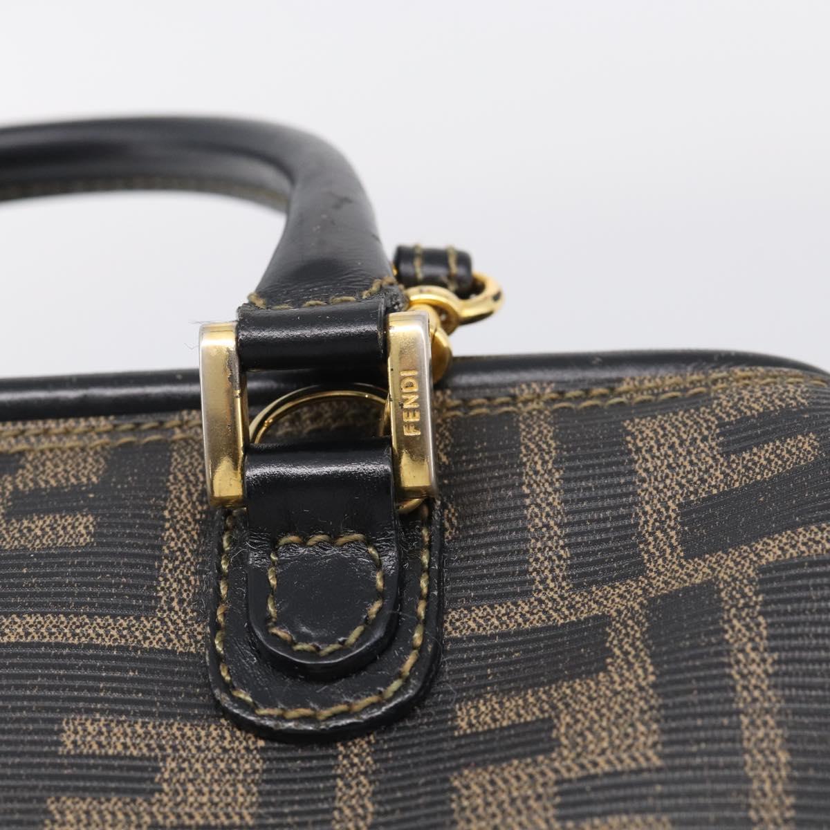 FENDI Zucca Canvas Hand Bag PVC 2way Black Brown Auth 210043