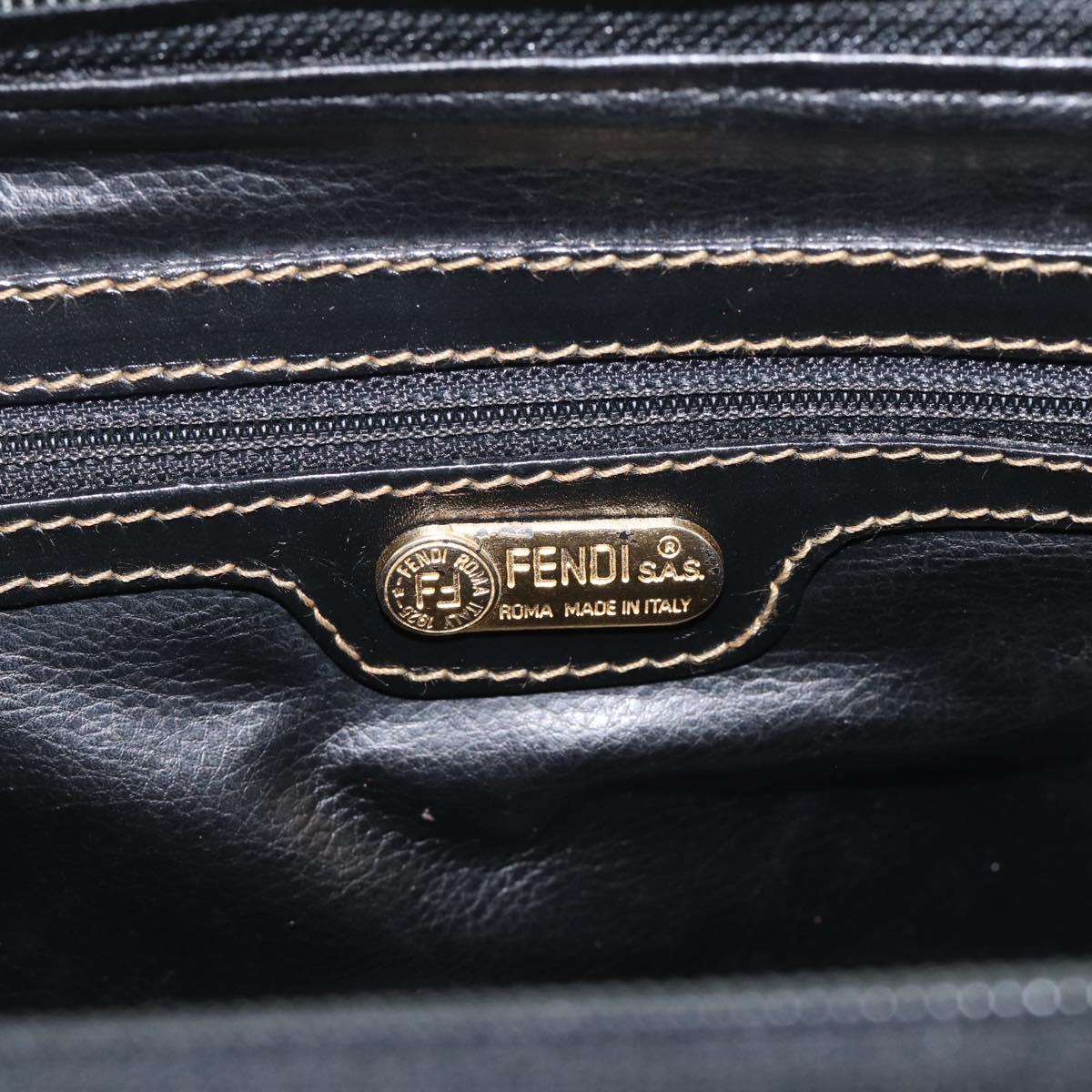 FENDI Zucca Canvas Hand Bag PVC 2way Black Brown Auth 210043