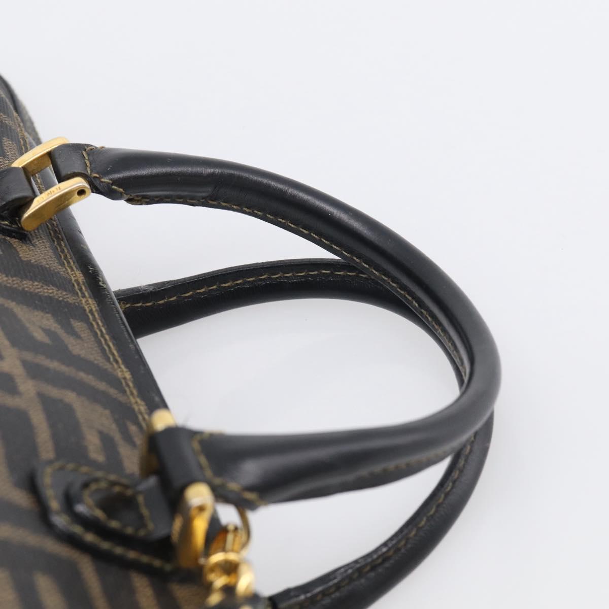 FENDI Zucca Canvas Hand Bag PVC 2way Black Brown Auth 210043