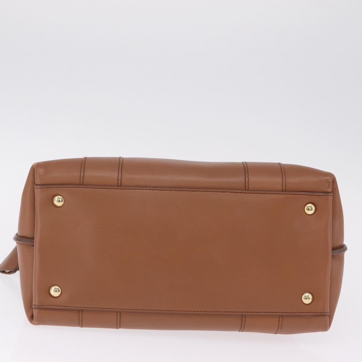 Salvatore Ferragamo Gancini Hand Bag Leather 2way Brown Gold Auth 210044V