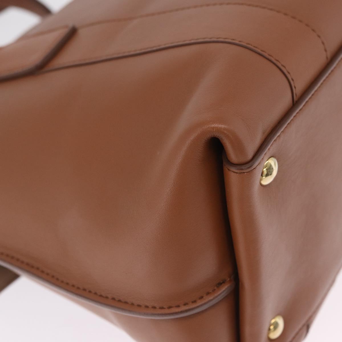 Salvatore Ferragamo Gancini Hand Bag Leather 2way Brown Gold Auth 210044V