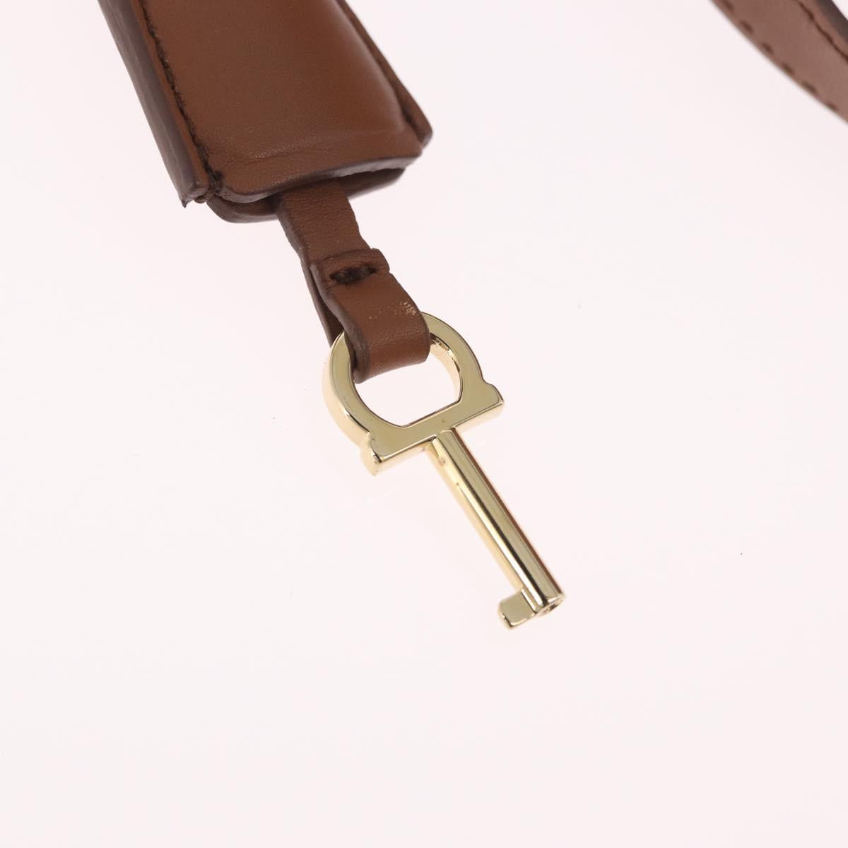 Salvatore Ferragamo Gancini Hand Bag Leather 2way Brown Gold Auth 210044V