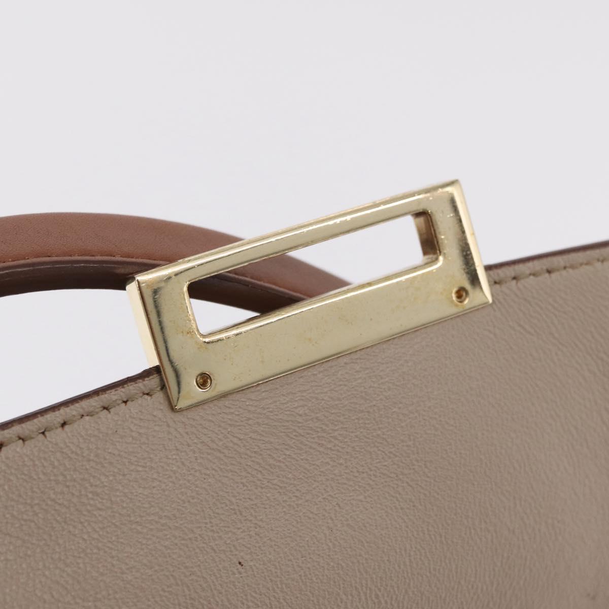 Salvatore Ferragamo Gancini Hand Bag Leather 2way Brown Gold Auth 210044V