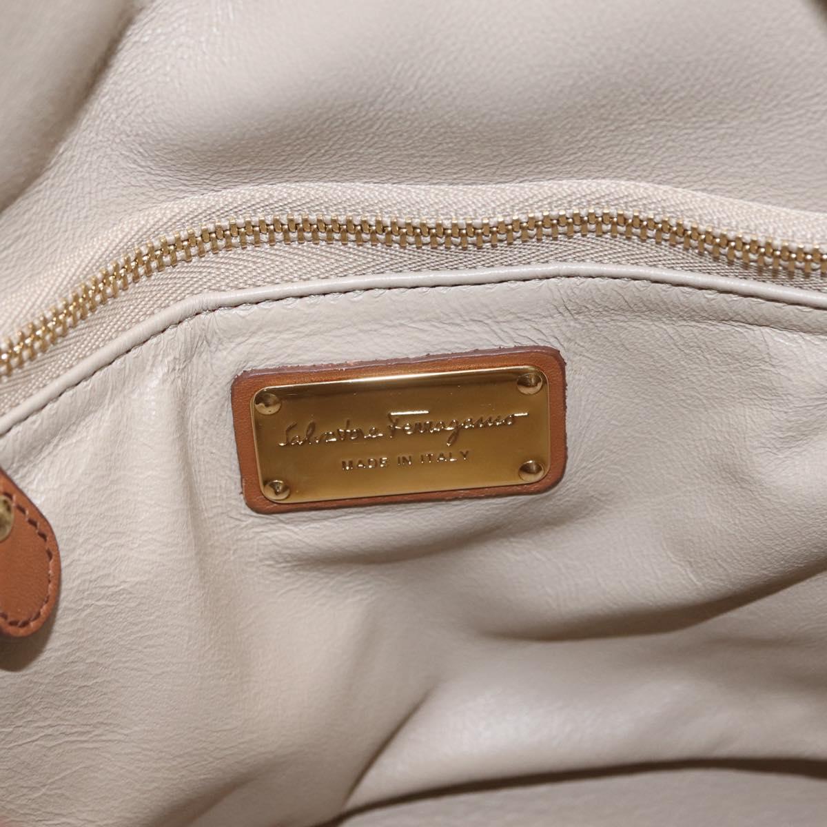 Salvatore Ferragamo Gancini Hand Bag Leather 2way Brown Gold Auth 210044V