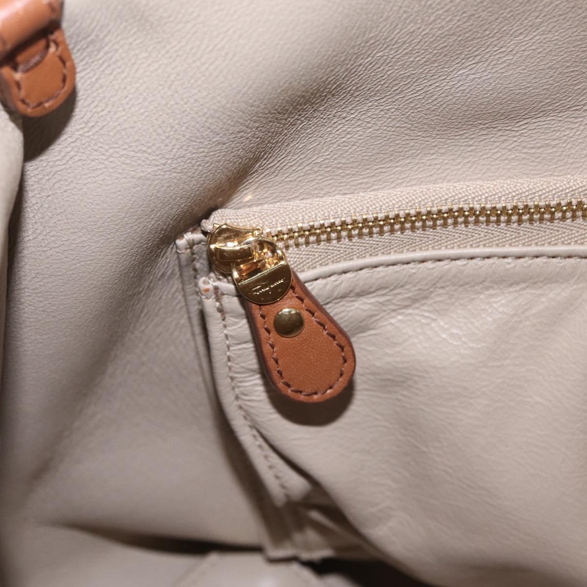 Salvatore Ferragamo Gancini Hand Bag Leather 2way Brown Gold Auth 210044V