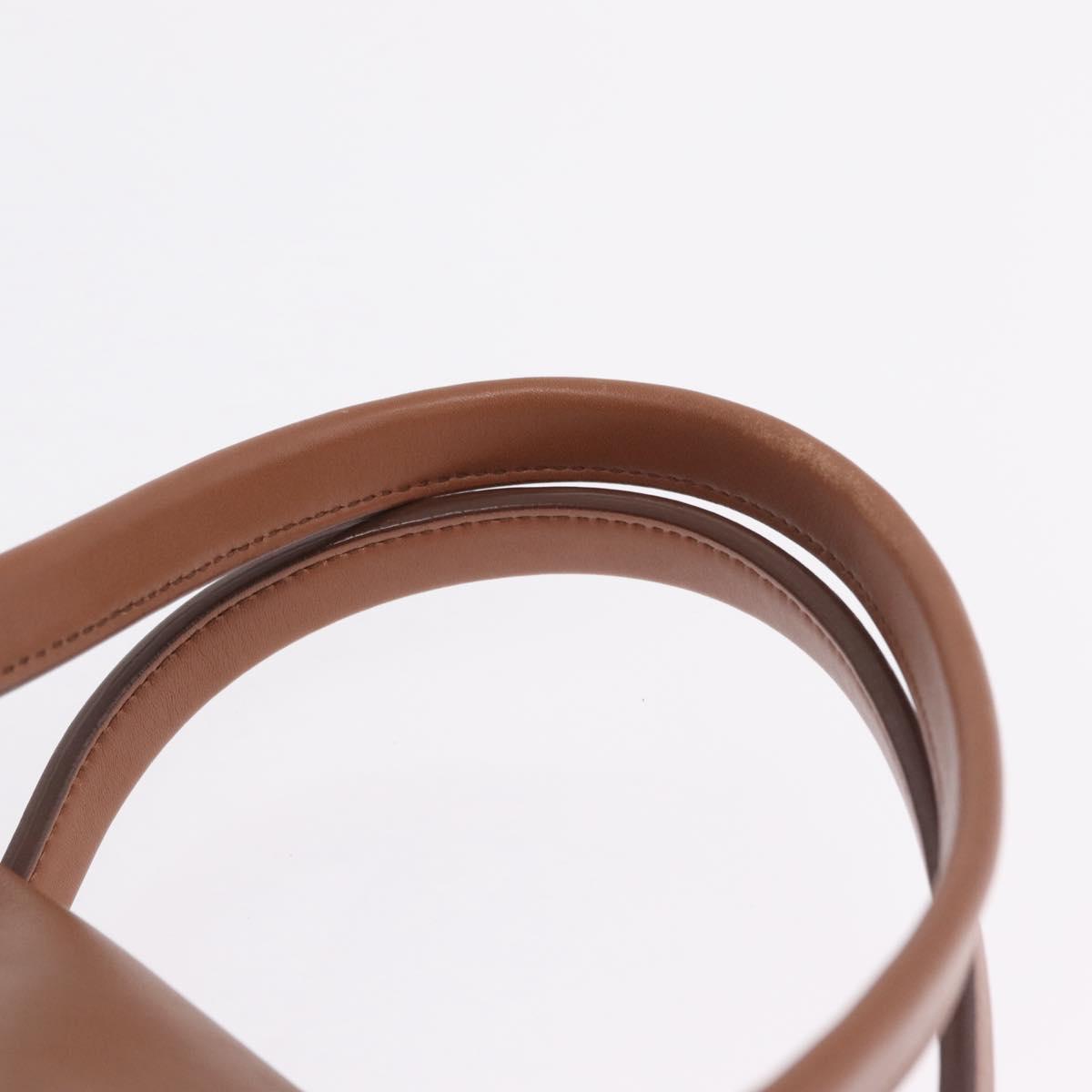 Salvatore Ferragamo Gancini Hand Bag Leather 2way Brown Gold Auth 210044V