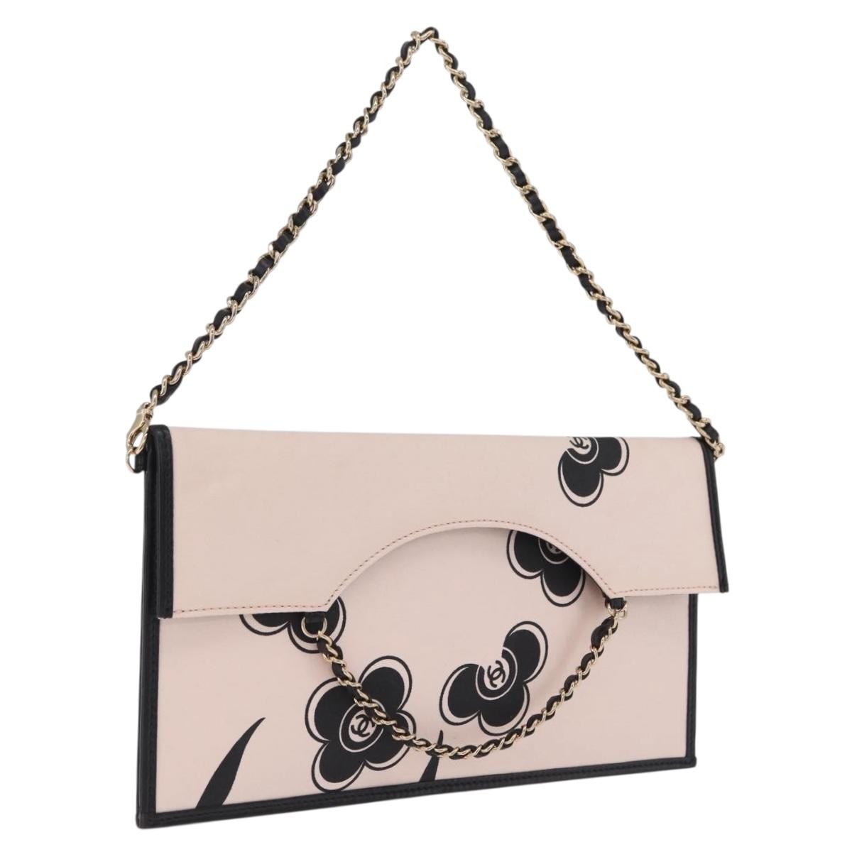 CHANEL Chain Shoulder Bag Canvas Pink Gold CC Auth 210045V