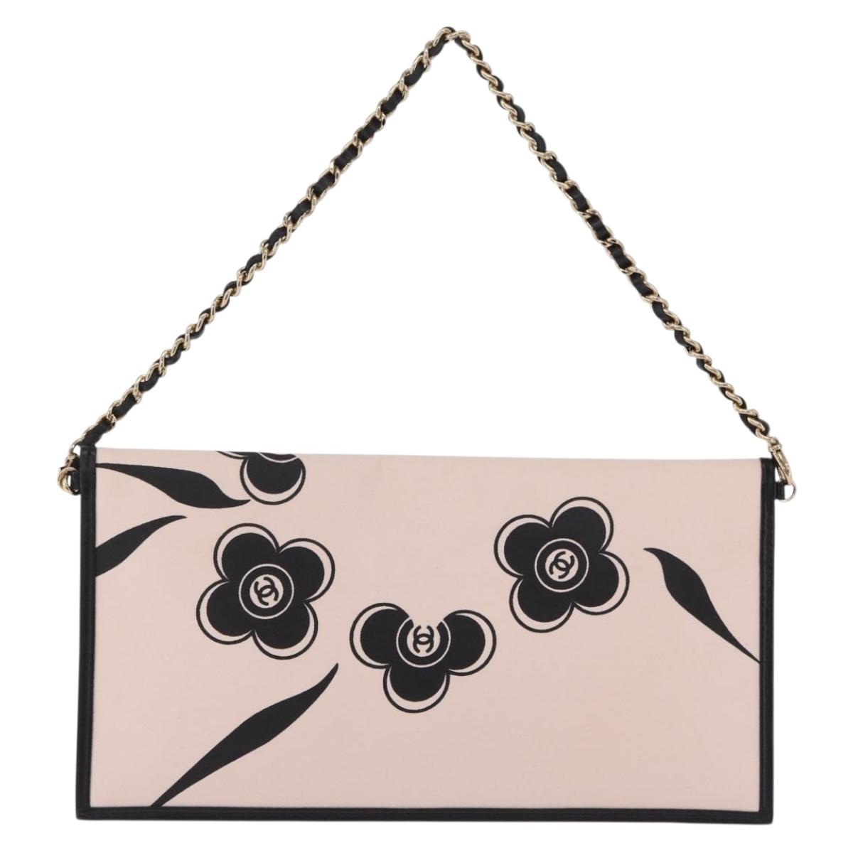 CHANEL Chain Shoulder Bag Canvas Pink Gold CC Auth 210045V