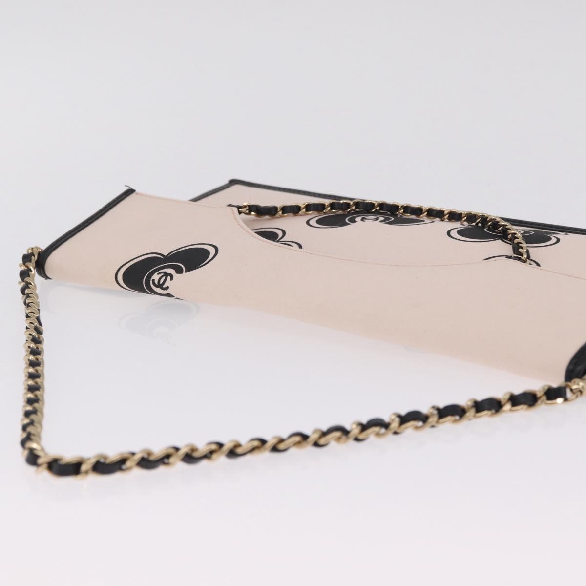 CHANEL Chain Shoulder Bag Canvas Pink Gold CC Auth 210045V
