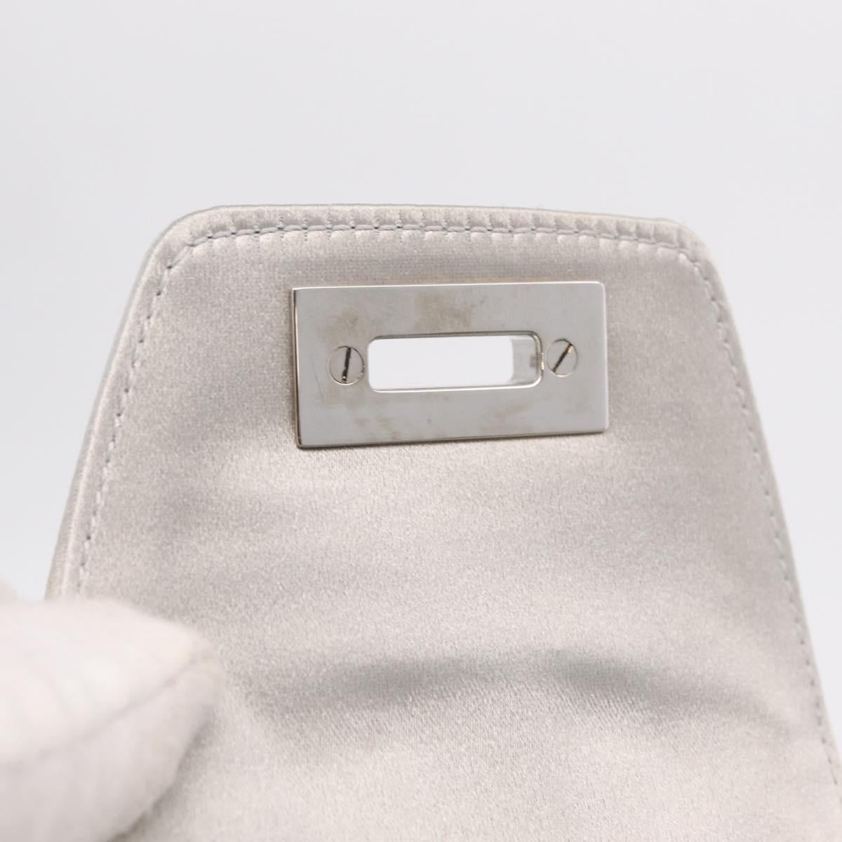 Salvatore Ferragamo Gancini Chain Shoulder Bag Satin Gray Silver Auth 210053A