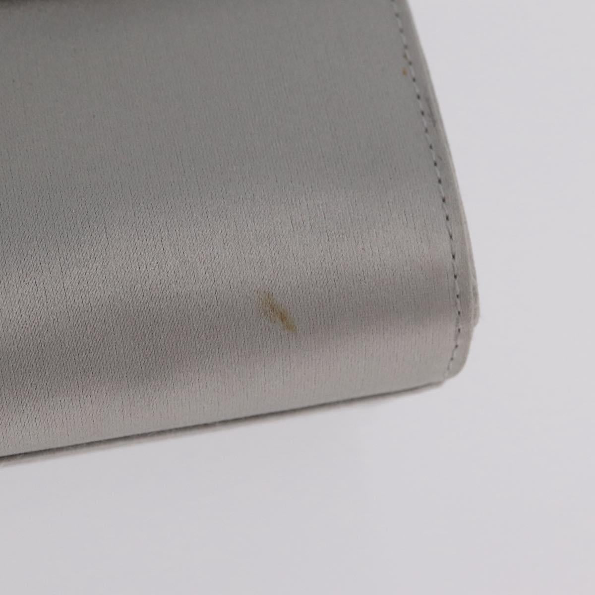 Salvatore Ferragamo Gancini Chain Shoulder Bag Satin Gray Silver Auth 210053A