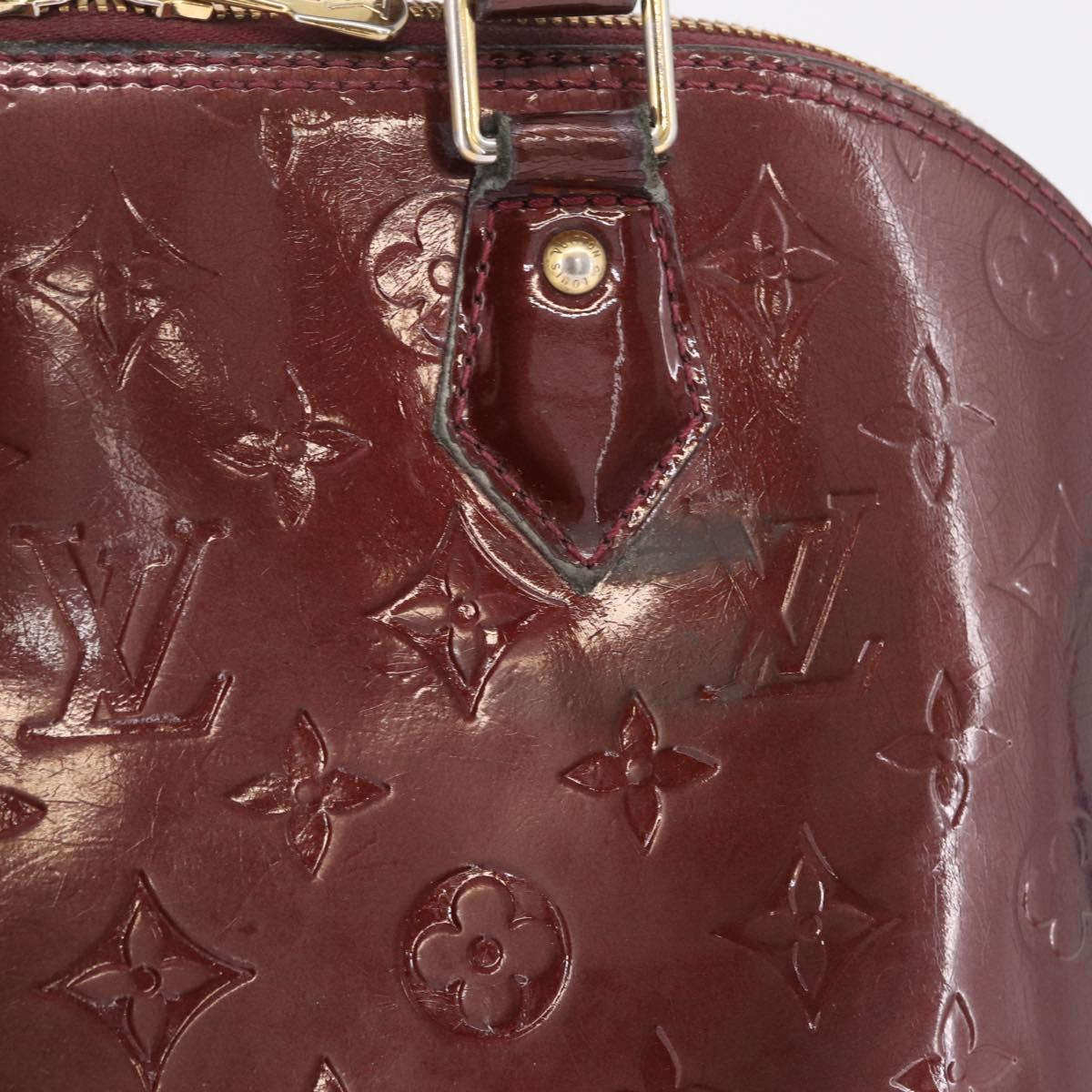 LOUIS VUITTON Monogram Vernis Alma PM Hand Bag Amarante M91611 LV Auth 210054