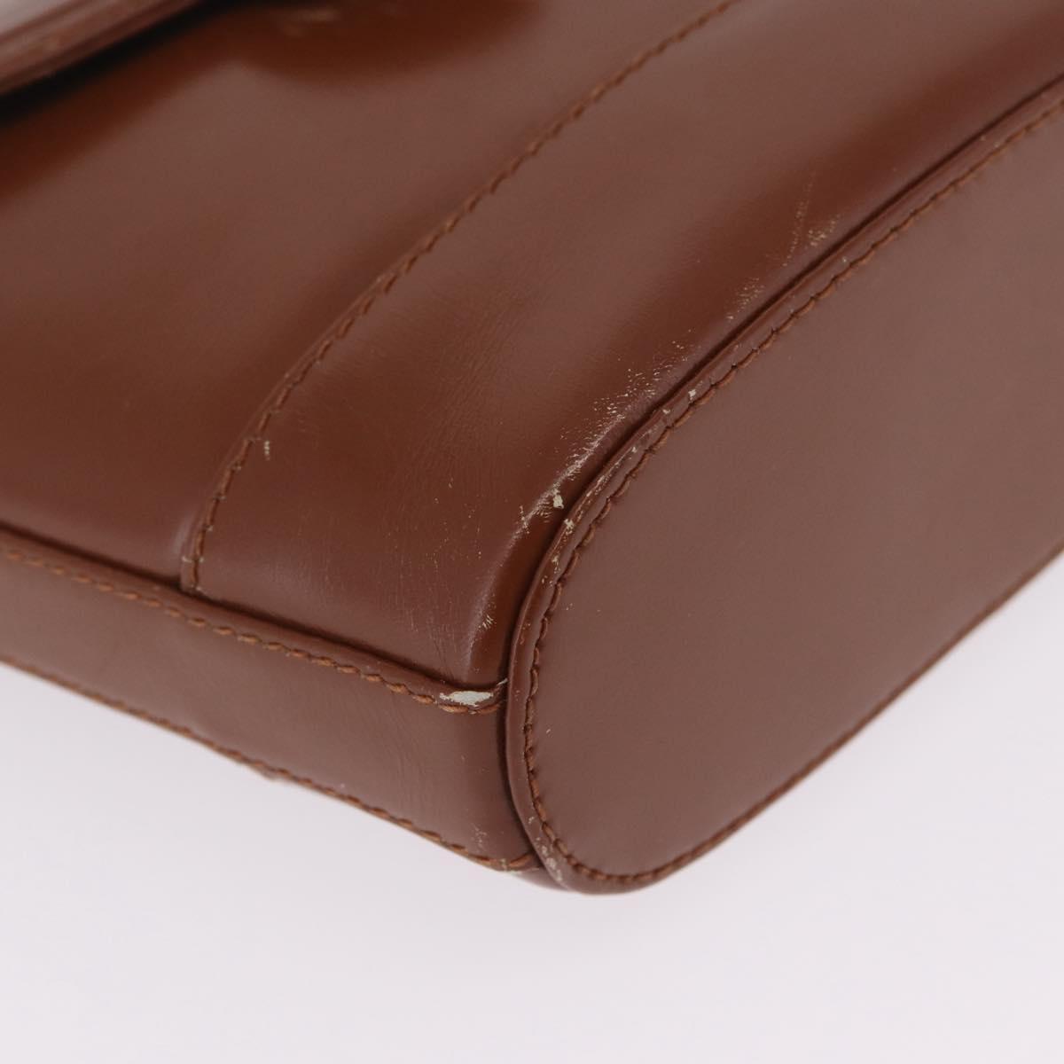 Tiffany & Co. Chain Shoulder Bag Leather Brown Gold Auth 210055