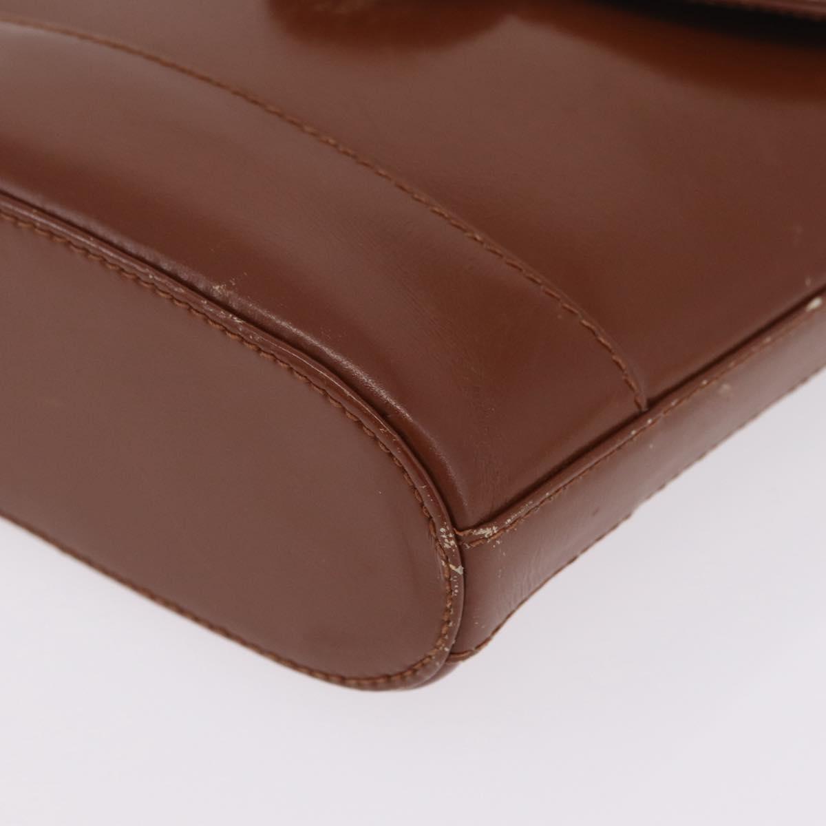 Tiffany & Co. Chain Shoulder Bag Leather Brown Gold Auth 210055