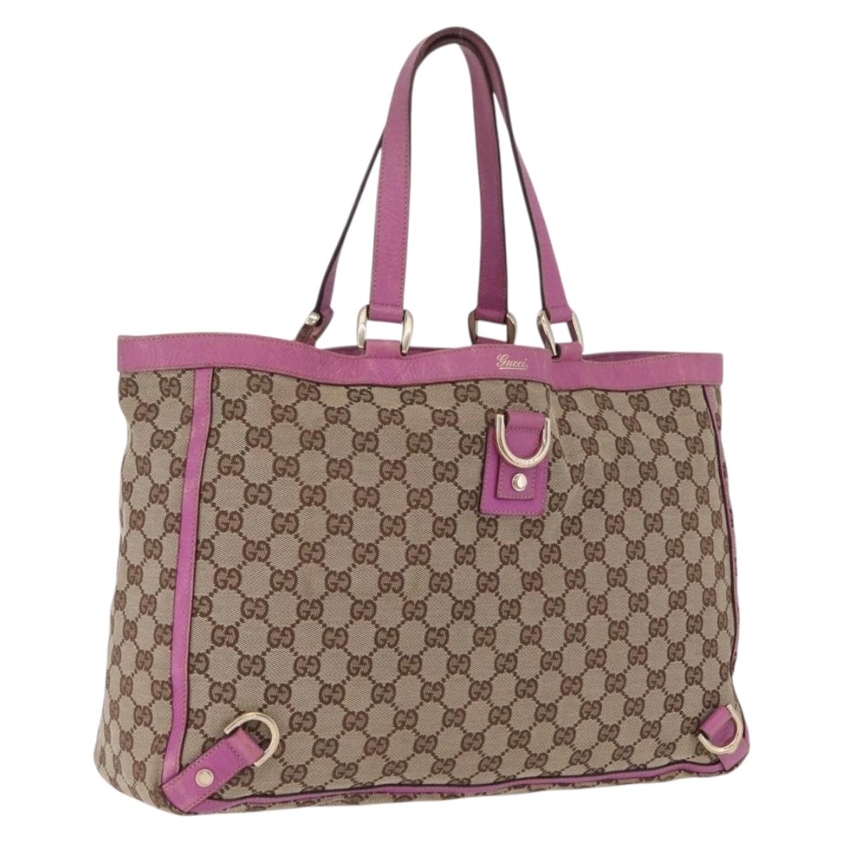 GUCCI GG Canvas Tote Bag Beige Gold 141472 Auth 210056