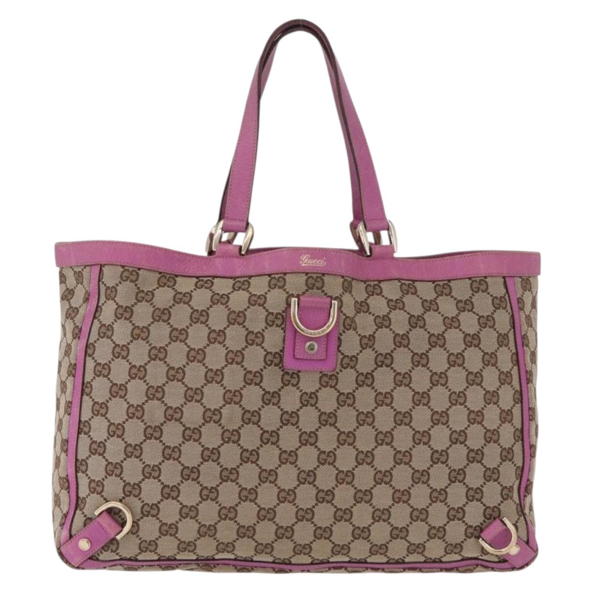 GUCCI GG Canvas Tote Bag Beige Gold 141472 Auth 210056