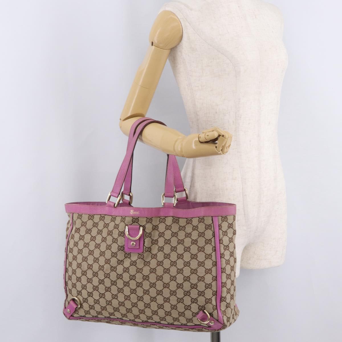 GUCCI GG Canvas Tote Bag Beige Gold 141472 Auth 210056