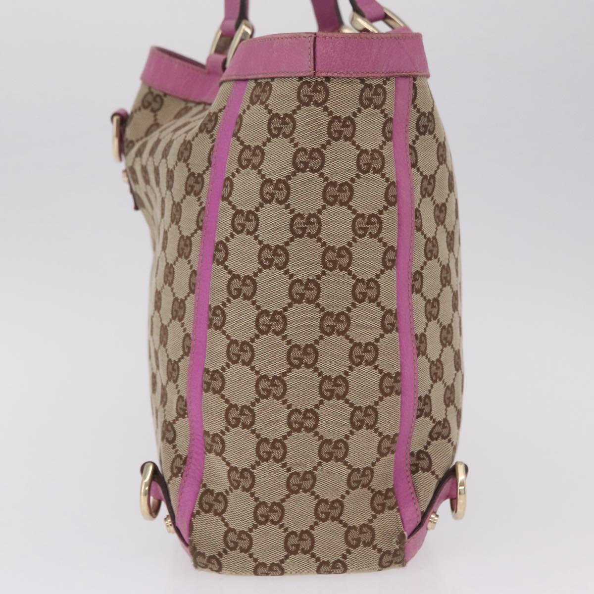 GUCCI GG Canvas Tote Bag Beige Gold 141472 Auth 210056