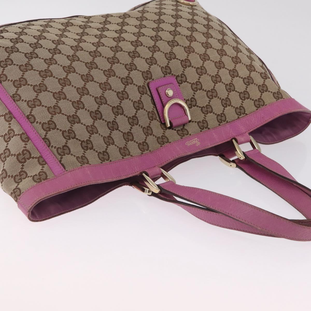 GUCCI GG Canvas Tote Bag Beige Gold 141472 Auth 210056