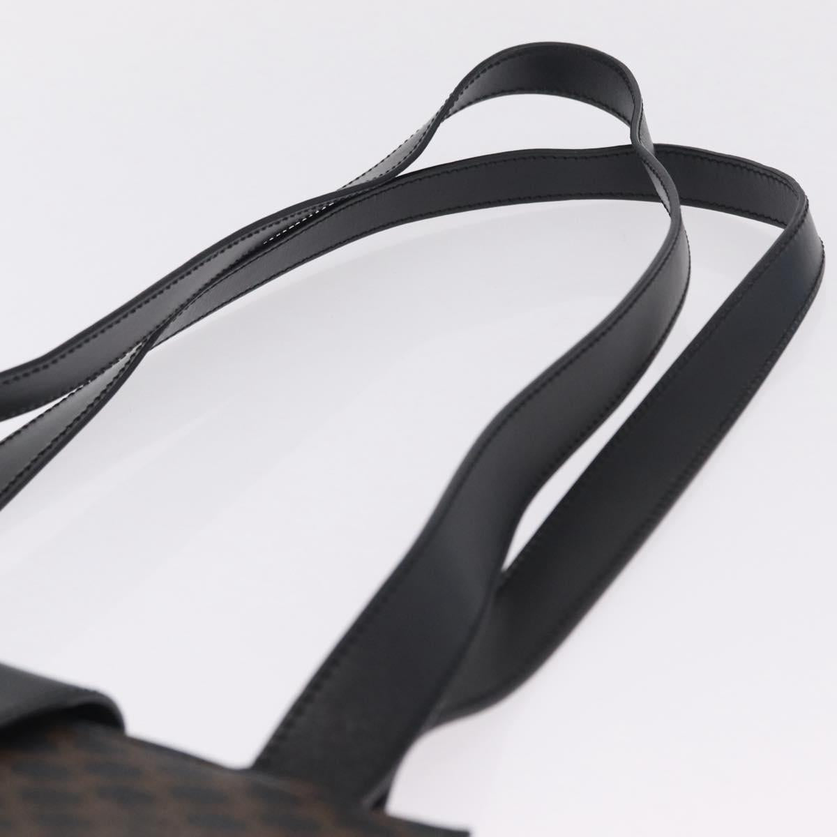 CELINE Macadam Canvas Shoulder Bag PVC Leather Black Gold Auth 210057A
