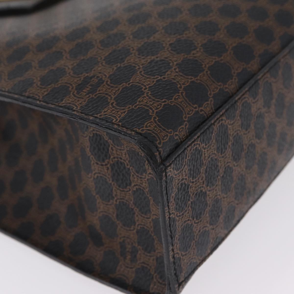 CELINE Macadam Canvas Shoulder Bag PVC Leather Black Gold Auth 210057A