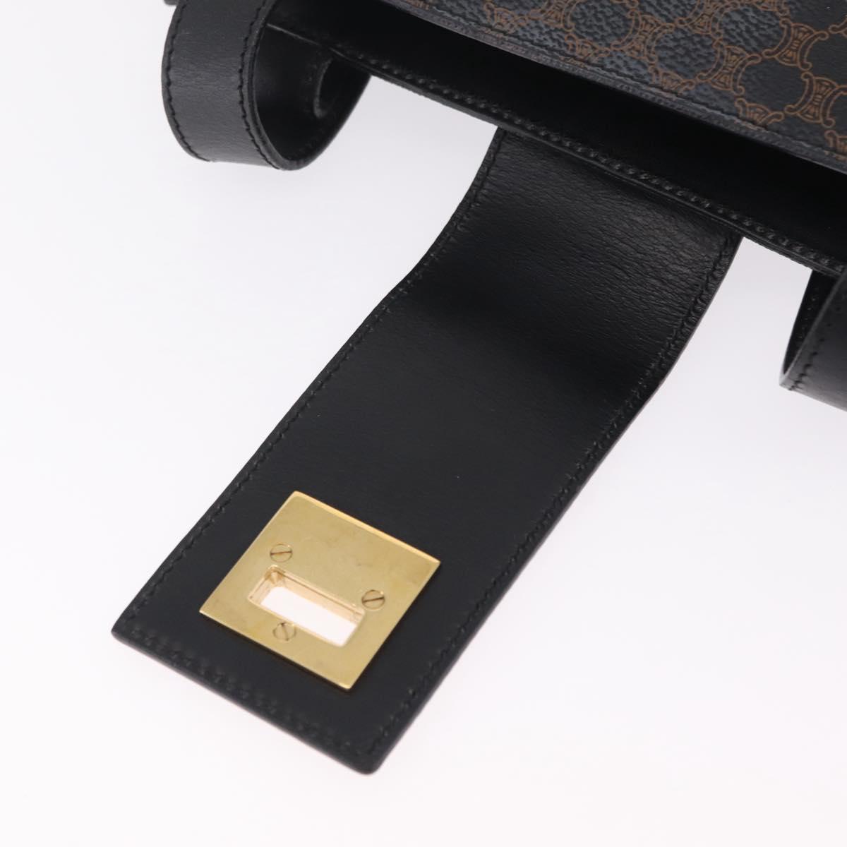CELINE Macadam Canvas Shoulder Bag PVC Leather Black Gold Auth 210057A