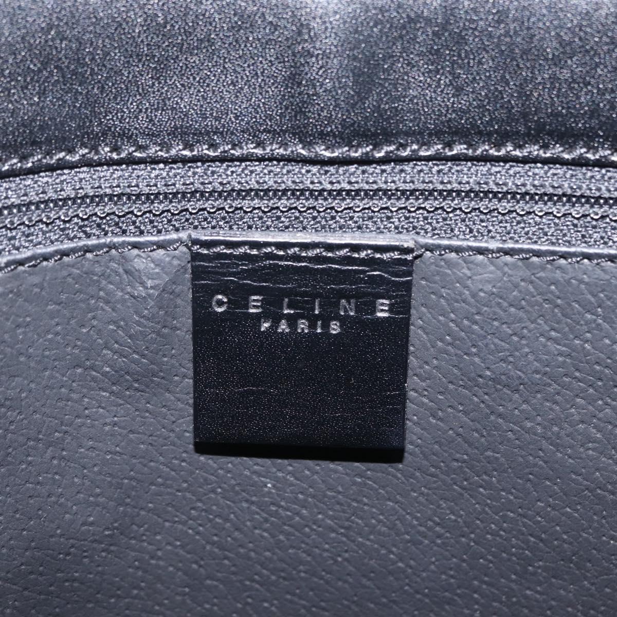 CELINE Macadam Canvas Shoulder Bag PVC Leather Black Gold Auth 210057A