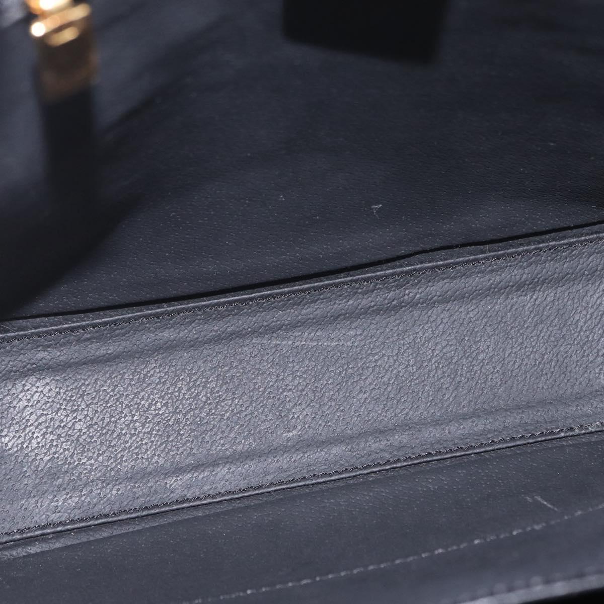 CELINE Macadam Canvas Shoulder Bag PVC Leather Black Gold Auth 210057A