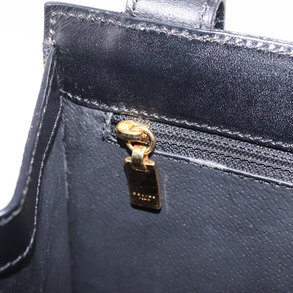 CELINE Macadam Canvas Shoulder Bag PVC Leather Black Gold Auth 210057A