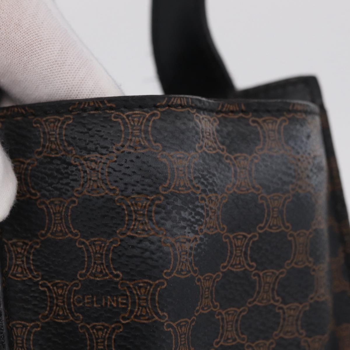 CELINE Macadam Canvas Shoulder Bag PVC Leather Black Gold Auth 210057A