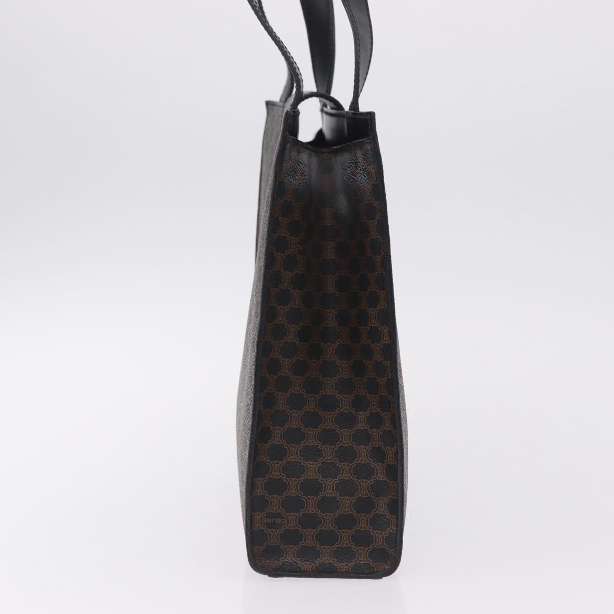 CELINE Macadam Canvas Shoulder Bag PVC Leather Black Gold Auth 210057A