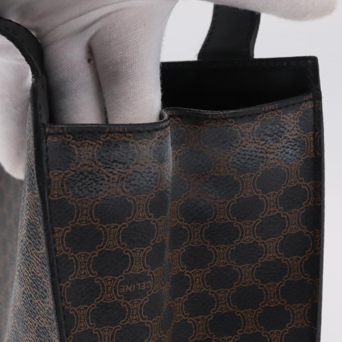 CELINE Macadam Canvas Shoulder Bag PVC Leather Black Gold Auth 210057A