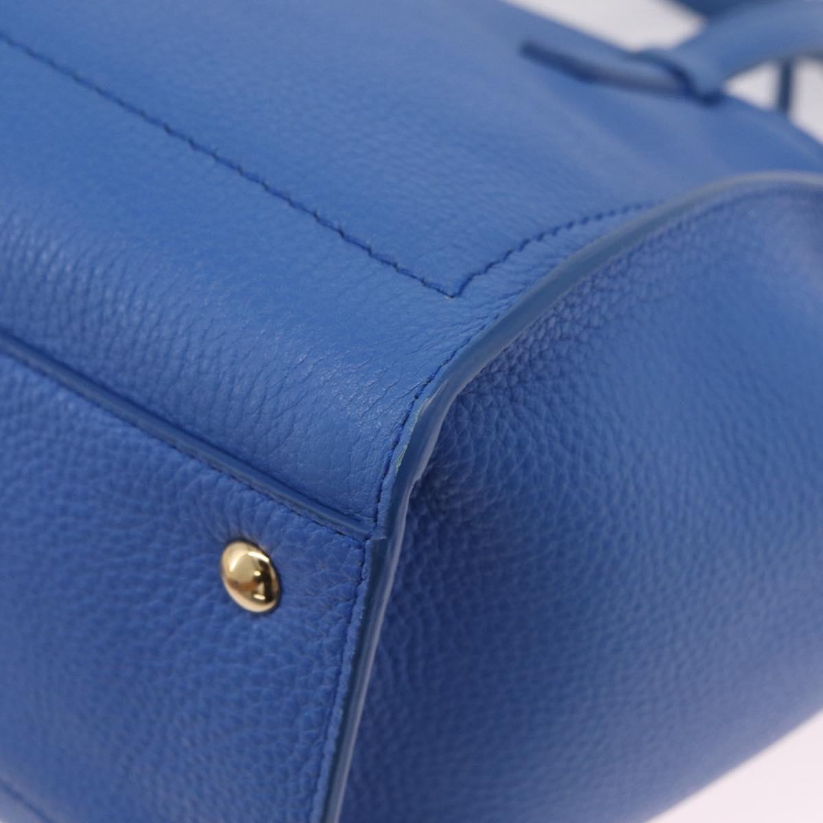 Salvatore Ferragamo Gancini Amy Hand Bag Leather 2way Blue Gold Auth 210060V