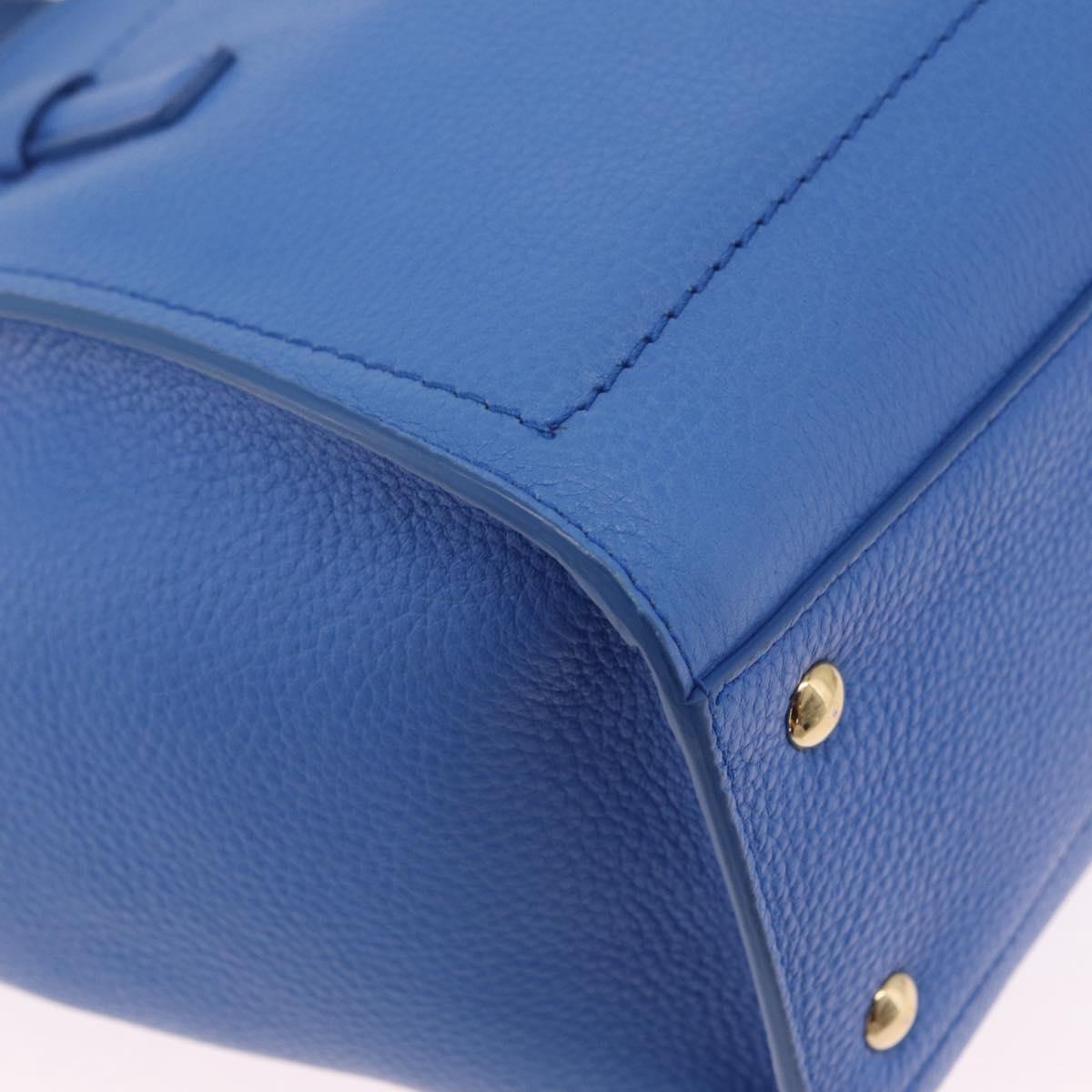 Salvatore Ferragamo Gancini Amy Hand Bag Leather 2way Blue Gold Auth 210060V