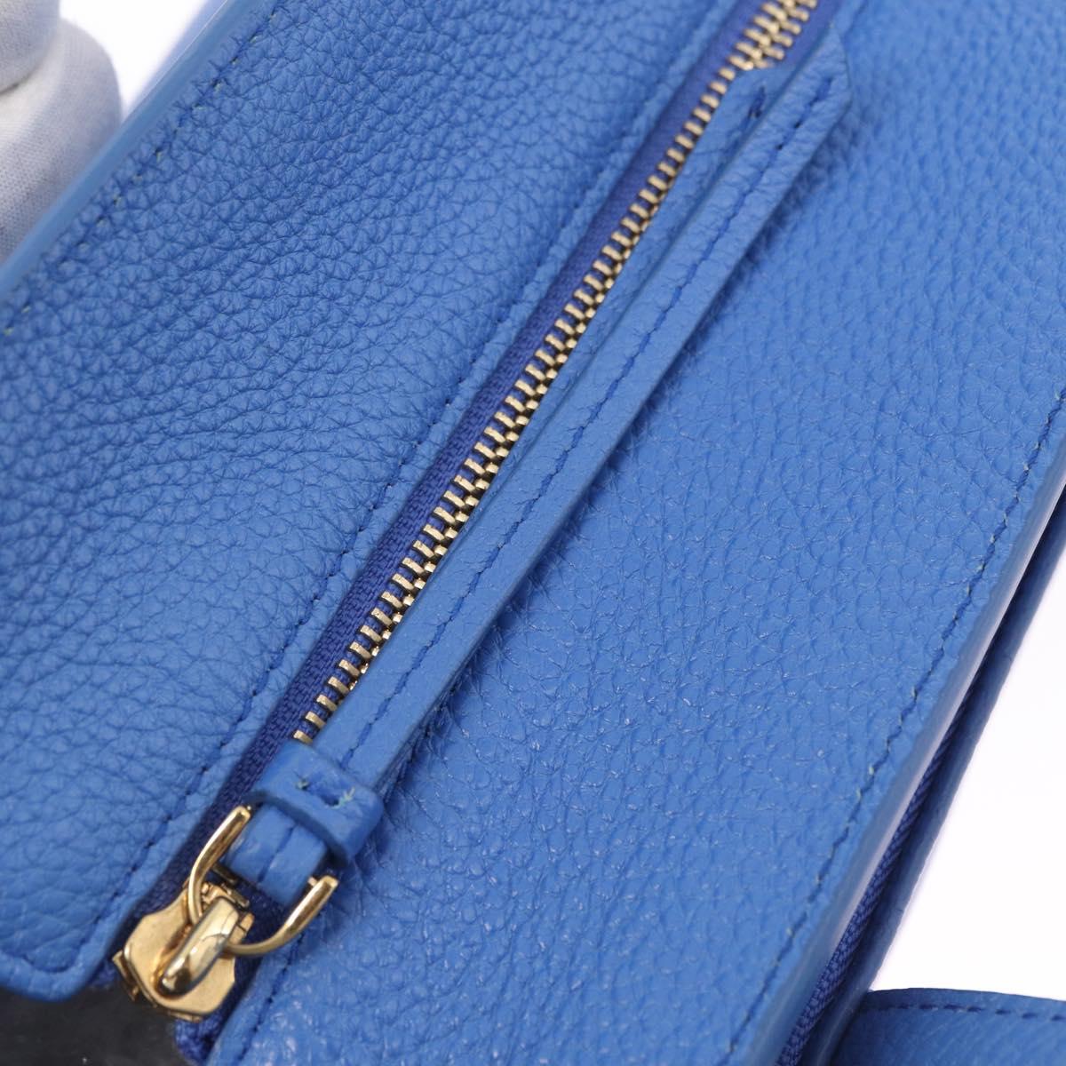 Salvatore Ferragamo Gancini Amy Hand Bag Leather 2way Blue Gold Auth 210060V