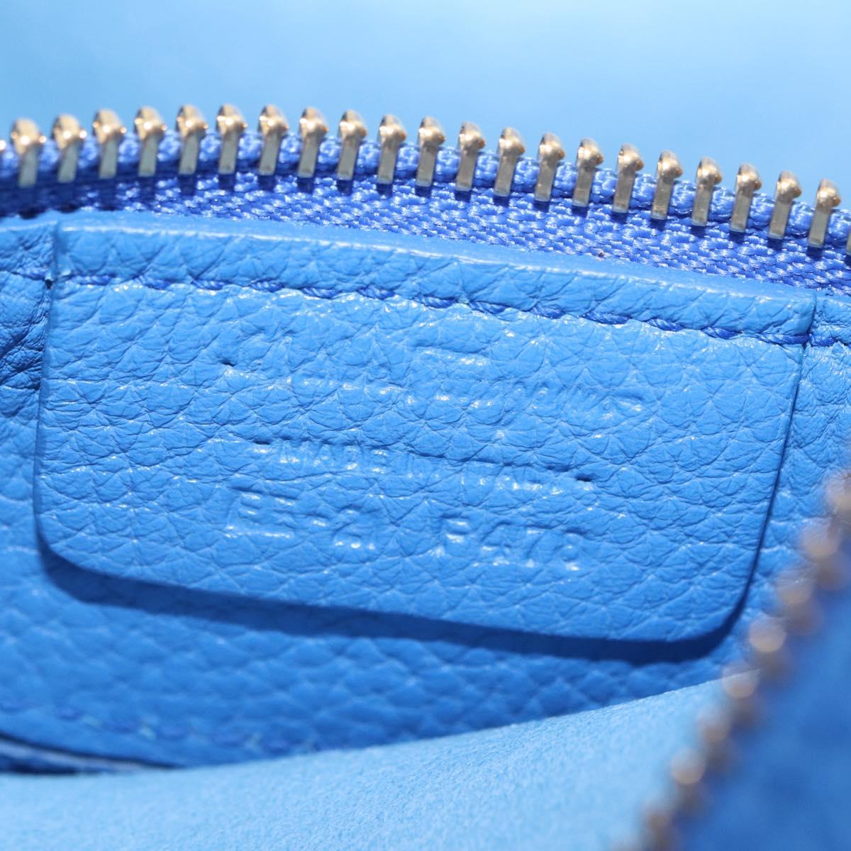 Salvatore Ferragamo Gancini Amy Hand Bag Leather 2way Blue Gold Auth 210060V