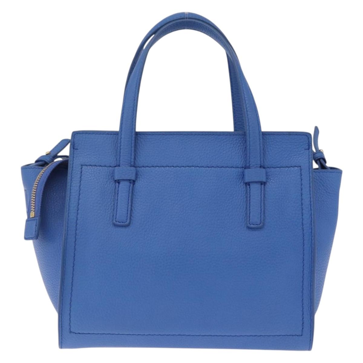 Salvatore Ferragamo Gancini Amy Hand Bag Leather 2way Blue Gold Auth 210060V