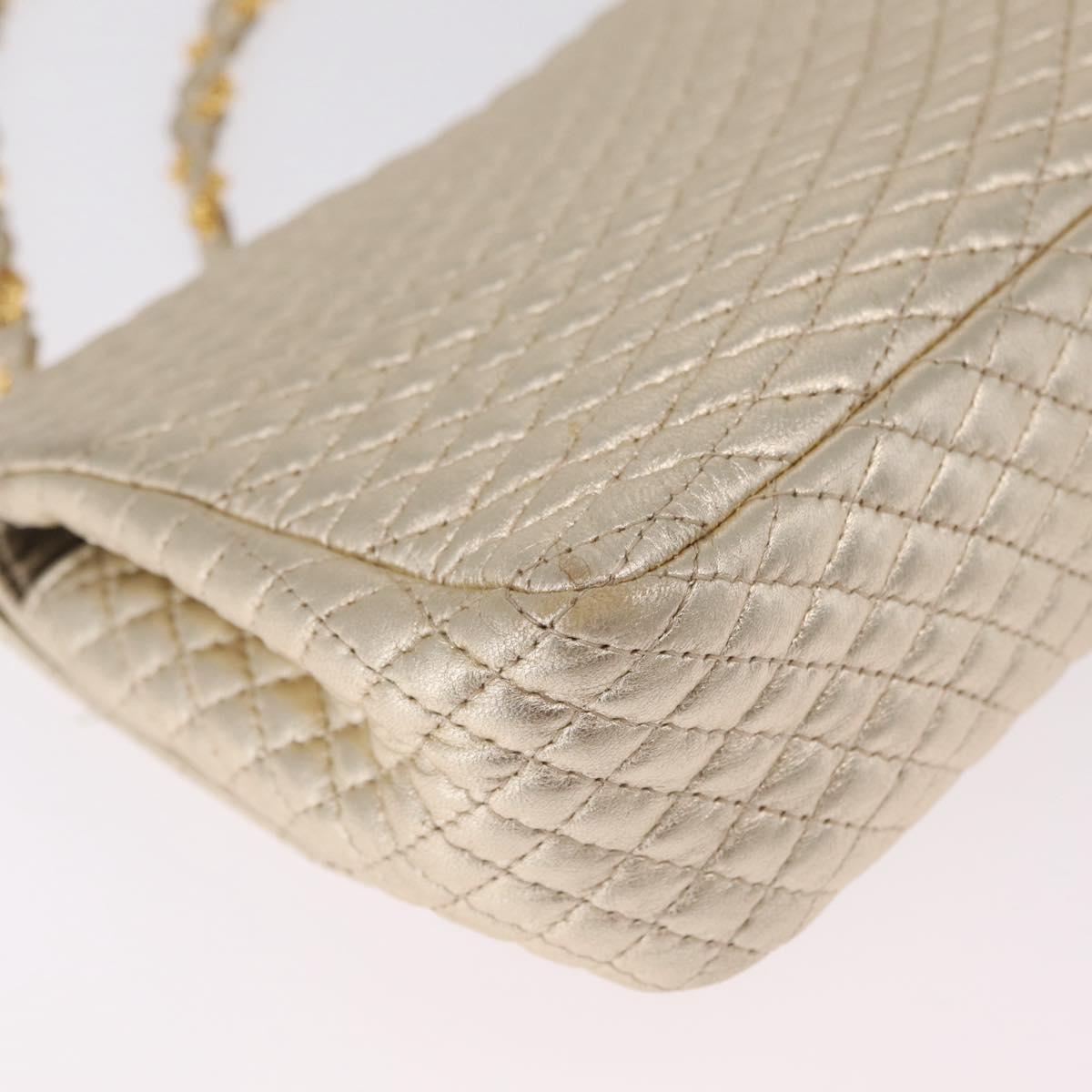 Bally Chain Shoulder Bag Leather Gold Auth 210061A