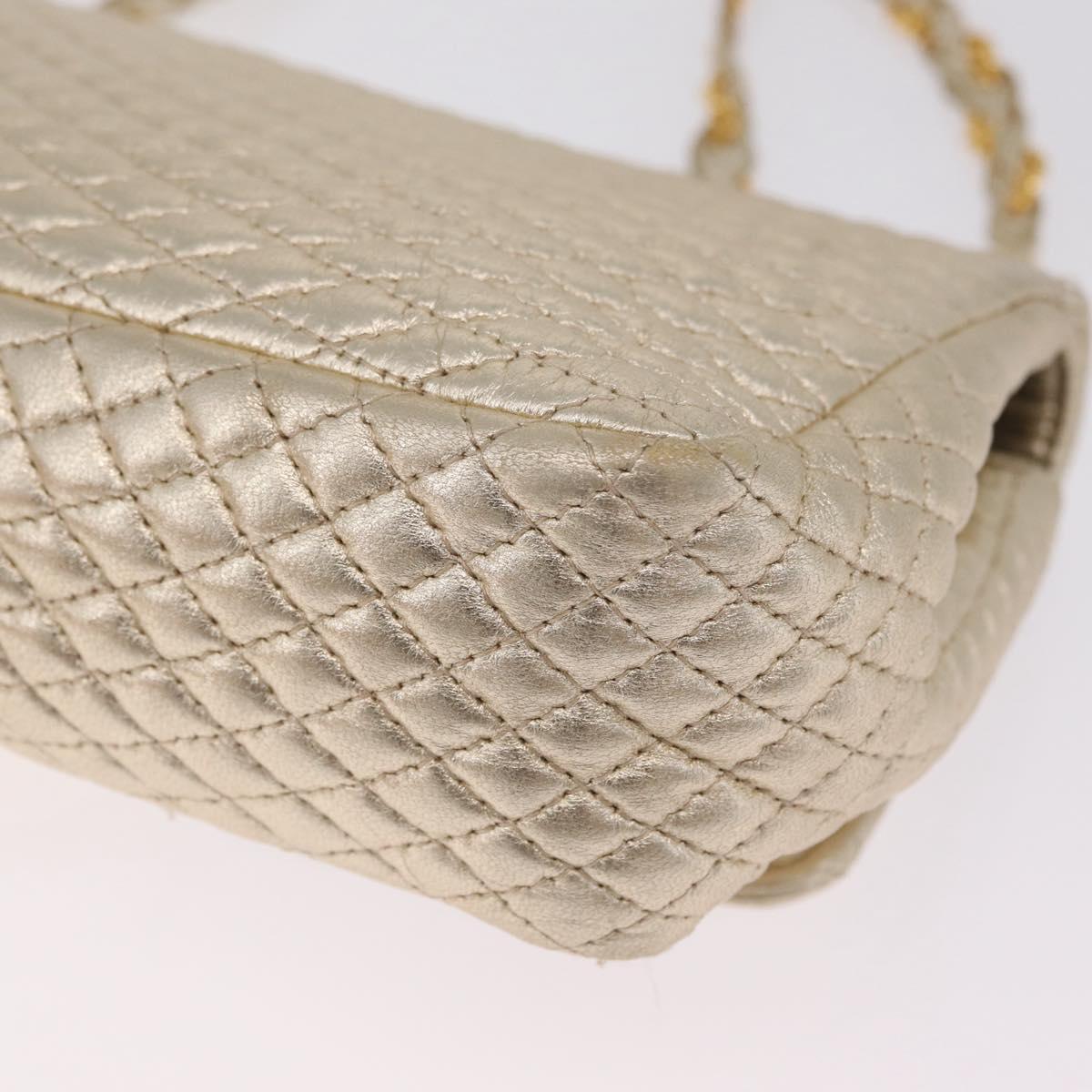 Bally Chain Shoulder Bag Leather Gold Auth 210061A