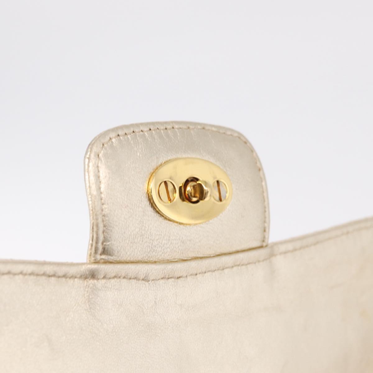 Bally Chain Shoulder Bag Leather Gold Auth 210061A