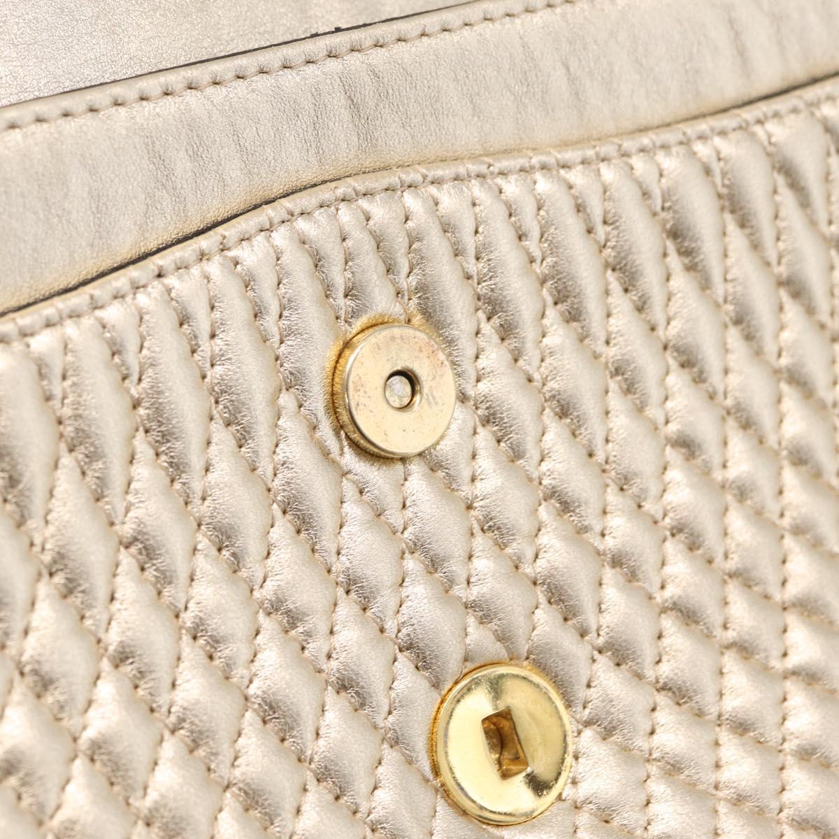 Bally Chain Shoulder Bag Leather Gold Auth 210061A