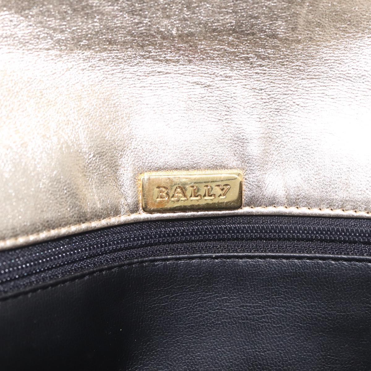 Bally Chain Shoulder Bag Leather Gold Auth 210061A