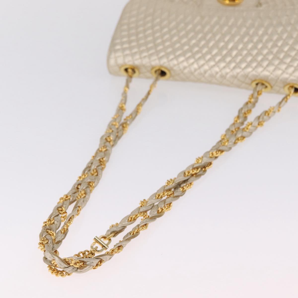 Bally Chain Shoulder Bag Leather Gold Auth 210061A