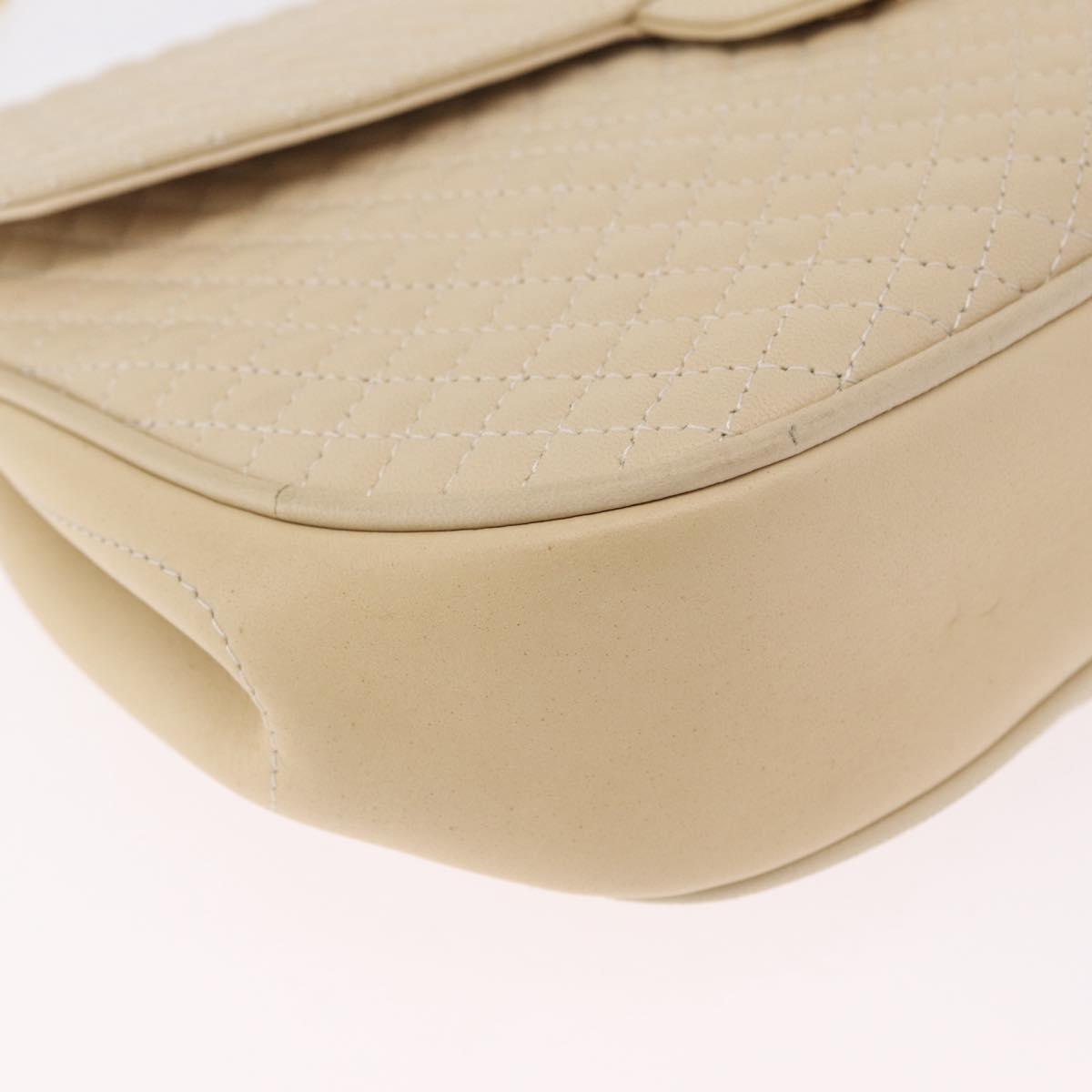 Bally Chain Shoulder Bag Leather Ivory Gold Auth 210062A