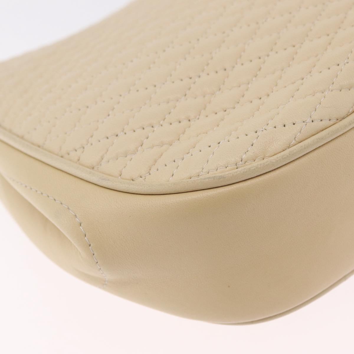 Bally Chain Shoulder Bag Leather Ivory Gold Auth 210062A