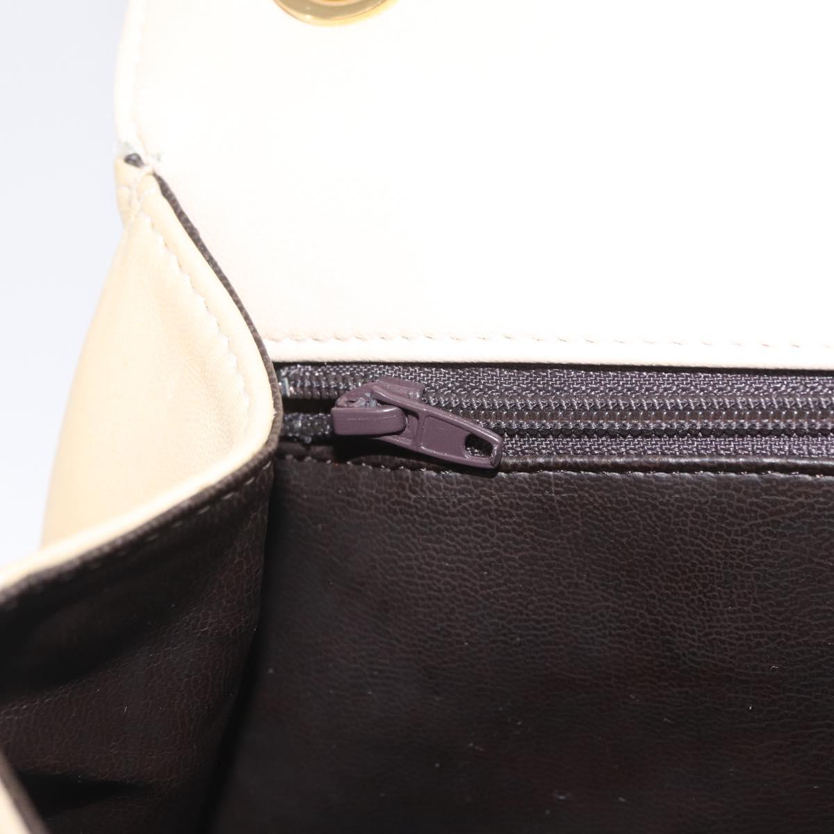 Bally Chain Shoulder Bag Leather Ivory Gold Auth 210062A