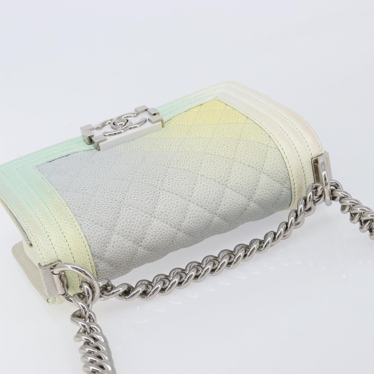 CHANEL Chain Matelasse Boy Chanel Bag Caviar Skin Multicolor CC Auth 210066SAM