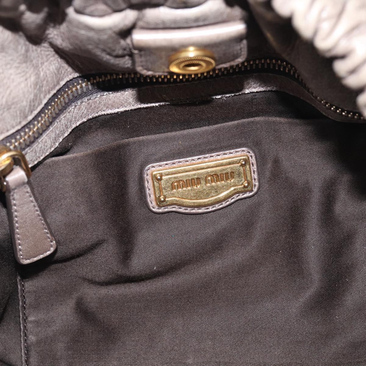 Miu Miu Hand Bag Vitellolux Gray Gold Auth 210067A