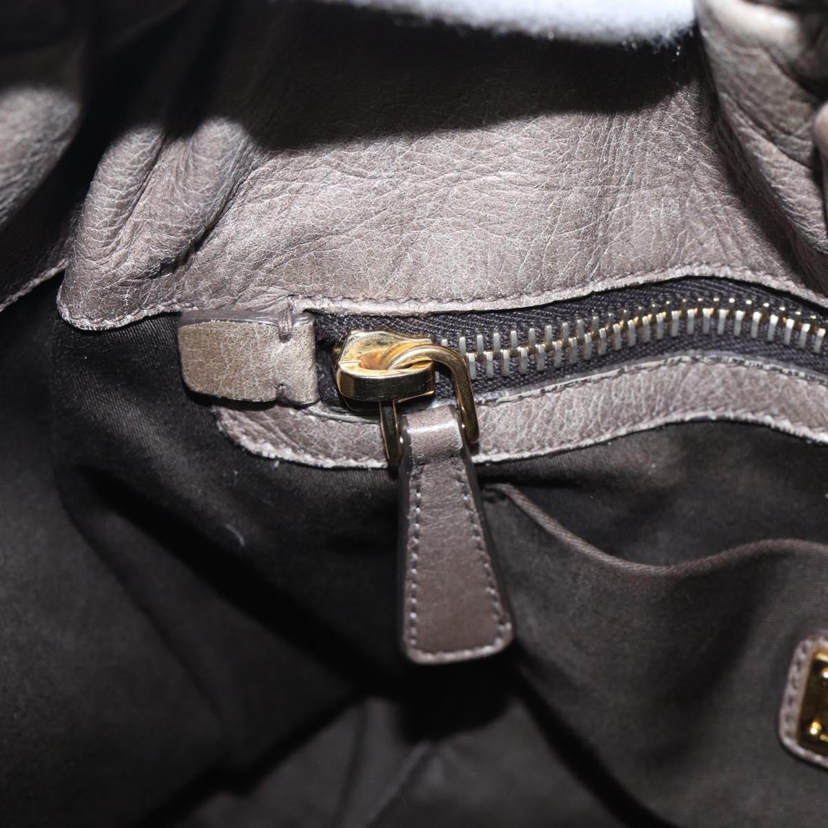 Miu Miu Hand Bag Vitellolux Gray Gold Auth 210067A